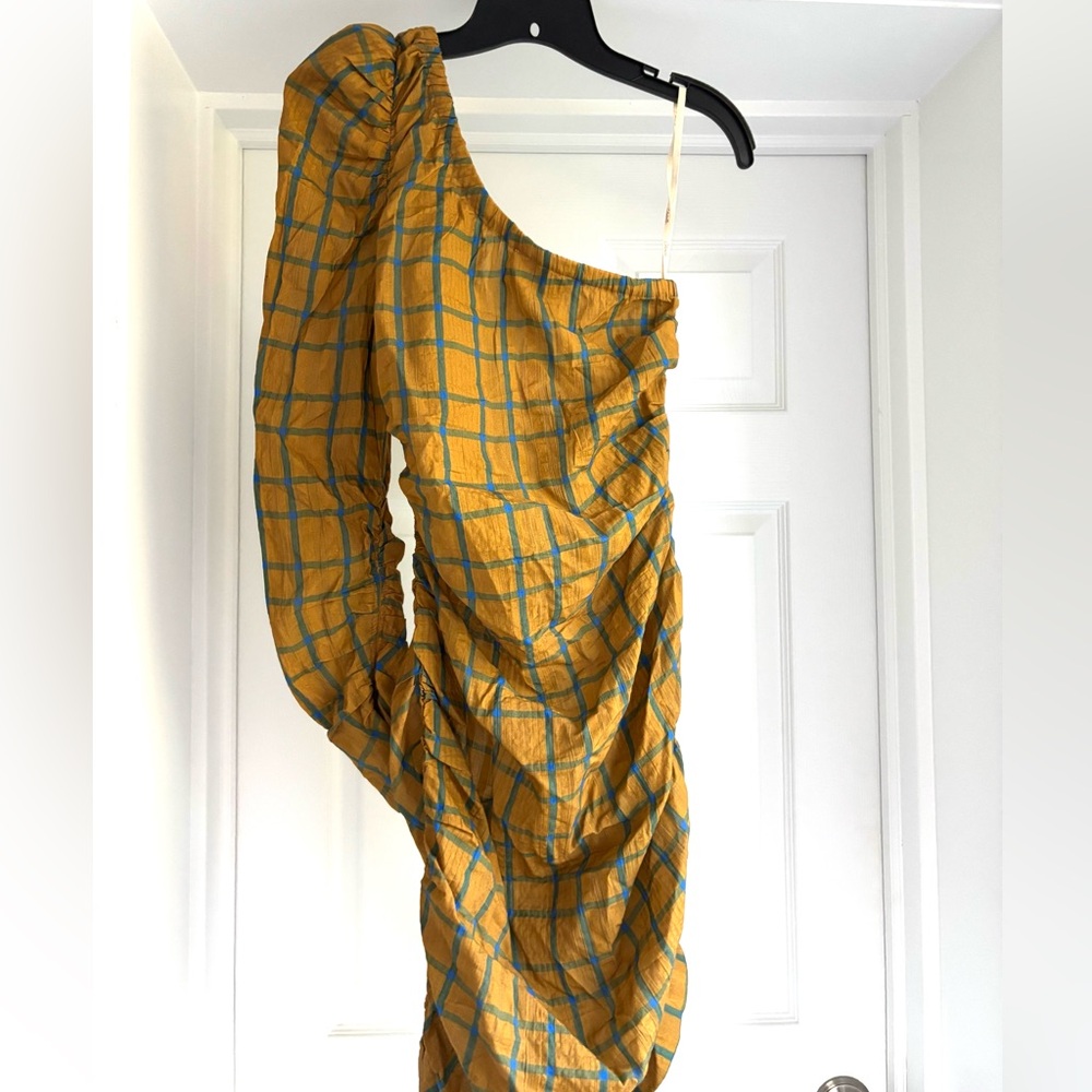 Cleobella Mustard and Teal One-Shoulder Dress